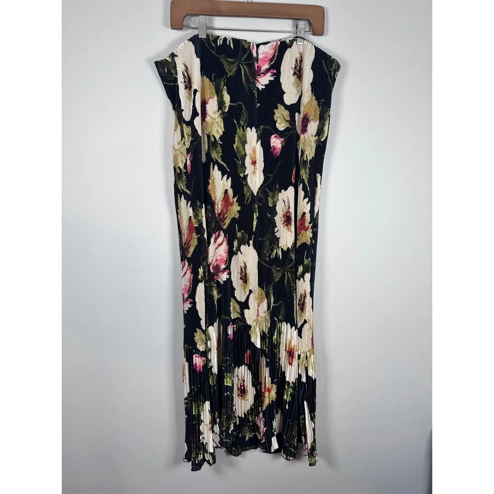 Abercrombie & Fitch Strapless Maxi Dress Womens XL Black Floral Dark Romantic